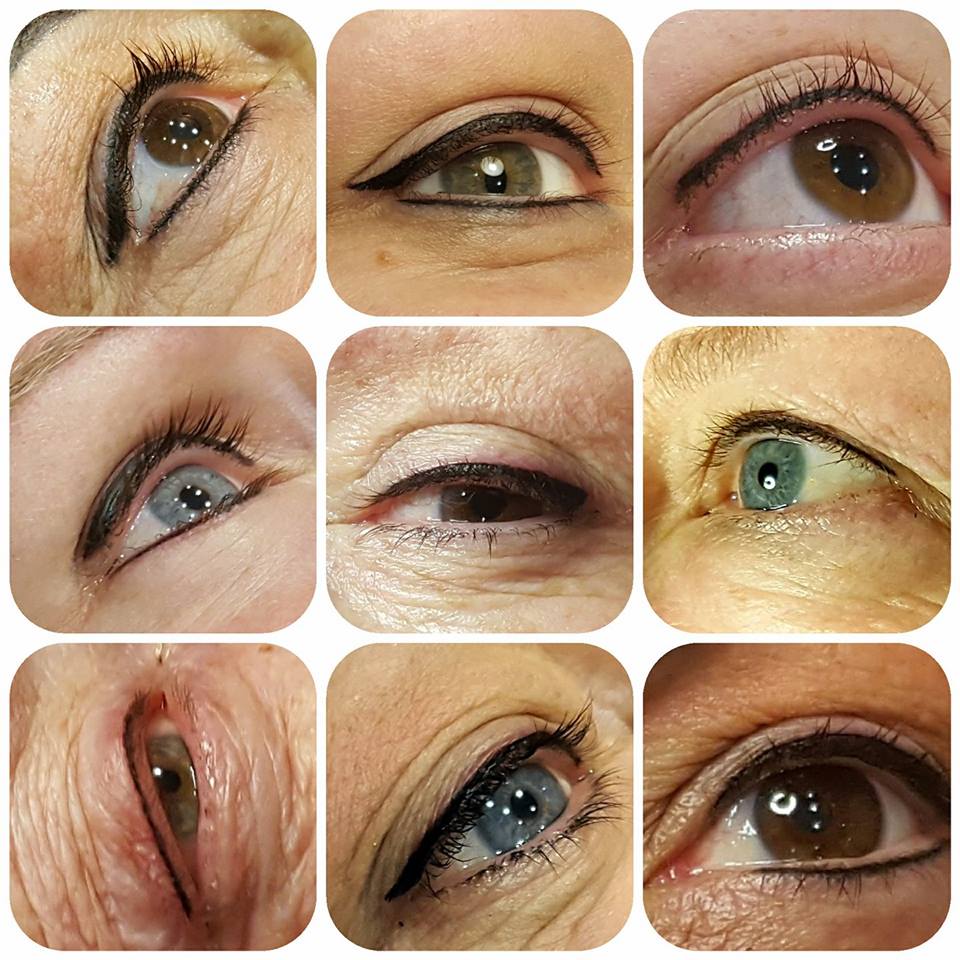 A collage of semi-permanent eyeliner by Jaki